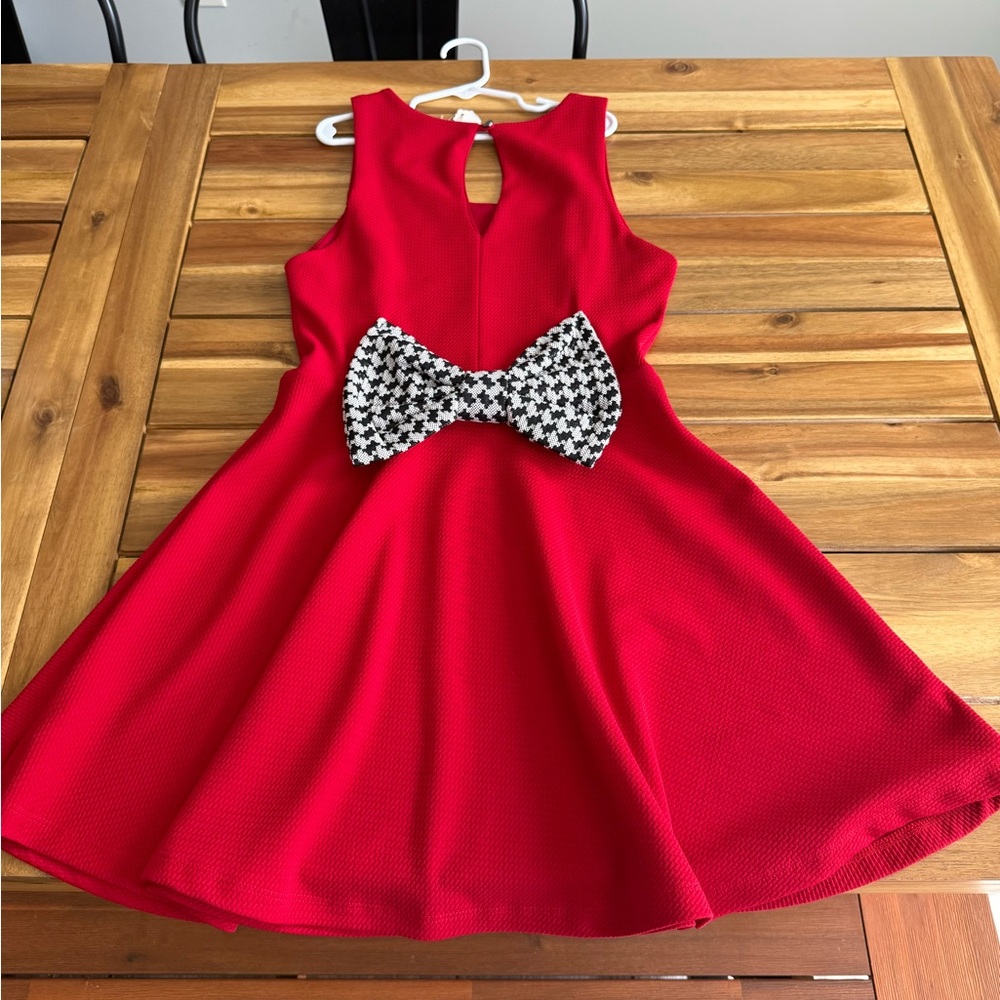 🔆NWT Style Rack Red Fit-and-Flare Dress with Houndstooth Bow